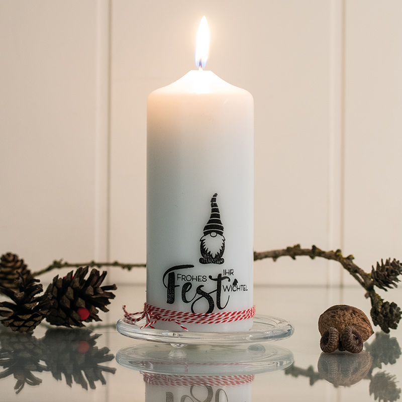 Stumpenkerze Wichtel