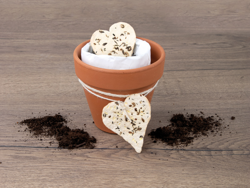 Tontopf mit Samen-Herz