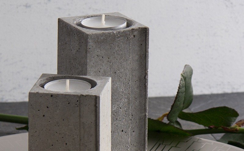 Viereckiger Beton-Teelichthalter