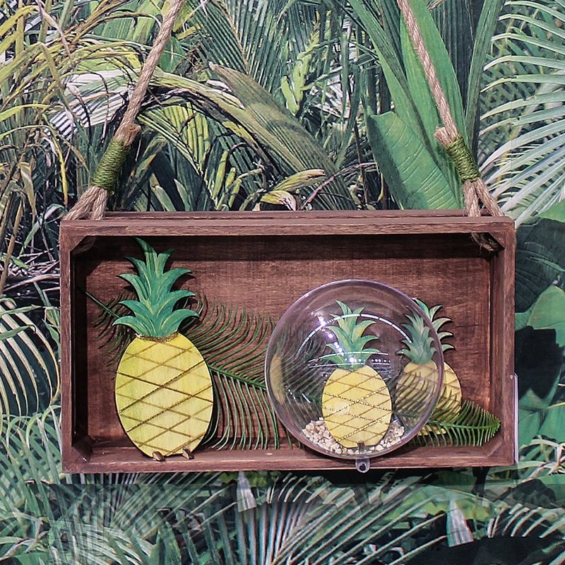 Wanddeko Holzkiste mit Ananas