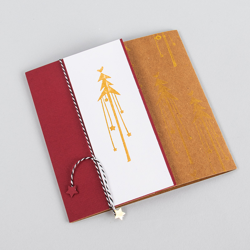 Christmas Card landscape, burgundy