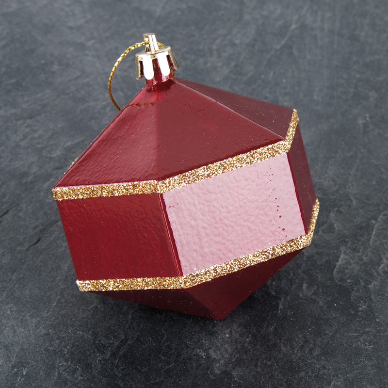 Weihnachtskugel „Liv“ Royalrot Glimmerstreifen